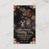 Carte D'accompagnement QR Code Kisser Skeletons RSVP Mariage gothique (Devant)