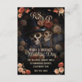 Carte D'accompagnement QR Code Kisser Skeletons RSVP Mariage gothique (Devant)