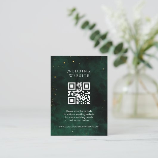 Carte D'accompagnement Qr Code Magique Émeraude foncée Vert (Debout devant)