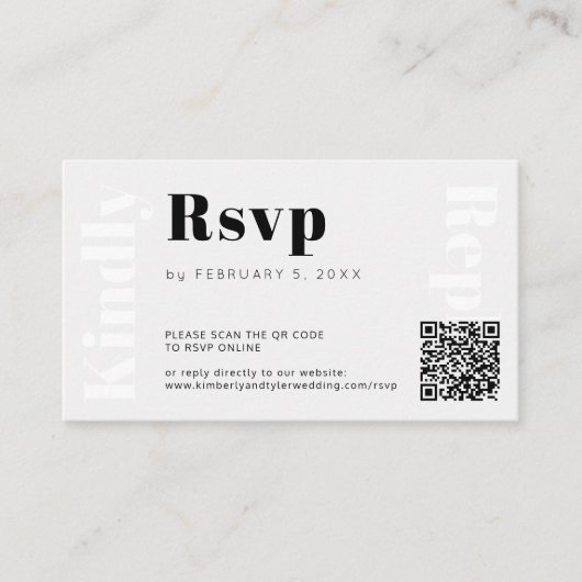 Carte D'accompagnement QR CODE mariage moderne site web rsvp en ligne (Devant)