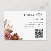 Carte D'accompagnement QR Code Mariage RSVP Online Burgundy et Bleu (Devant)