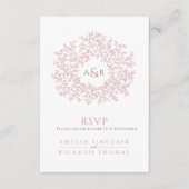 Carte D'accompagnement QR code mariage site Web monogramme rose analyse r (Devant)