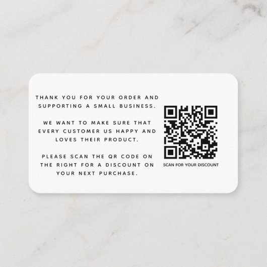 Carte D'accompagnement QR code merci escompte médias sociaux (Dos)