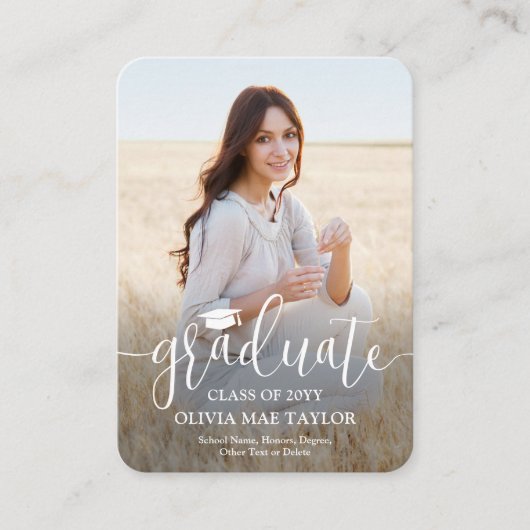 Carte D'accompagnement QR Code Mini Graduation Photo Moderne en blanc Scr (Devant)