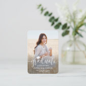 Carte D'accompagnement QR Code Mini Graduation Photo Moderne en blanc Scr (Debout devant)