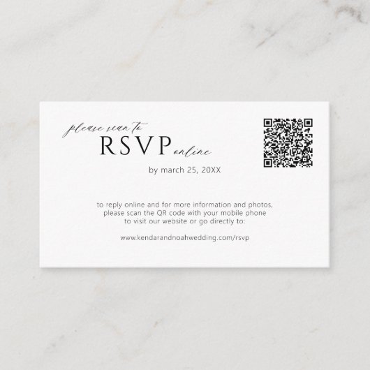 Carte D'accompagnement QR code minimum moderne simple mariage en ligne rs (Devant)