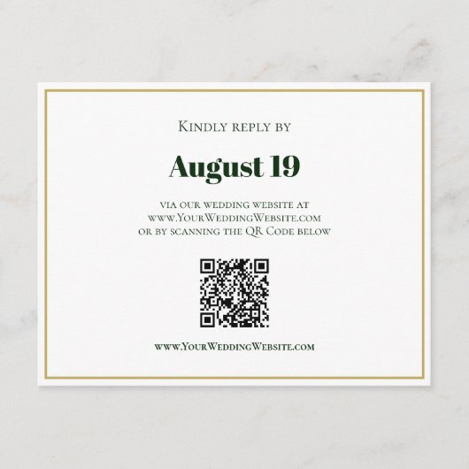 Carte D'accompagnement QR Code Moderne Feuille Tropicale Gold Beach Maria (Devant)