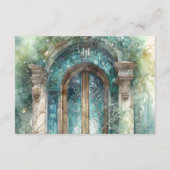 Carte D'accompagnement QR Code Monogramme Bleu, vert intemporel RSVP en l (Dos)