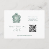 Carte D'accompagnement QR Code Monogramme Terme vert intemporel RSVP en l (Devant)
