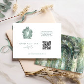 Carte D'accompagnement QR Code Monogramme vert teintes intemporelles RSVP
