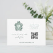 Carte D'accompagnement QR Code Monogramme vert teintes intemporelles RSVP (Debout devant)