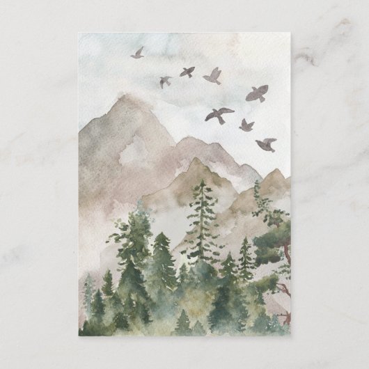 Carte D'accompagnement QR Code Mountain Forest Détails du Mariage rustiqu (Dos)