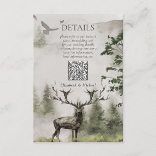 Carte D'accompagnement QR Code Mountain Forest Détails du Mariage rustiqu