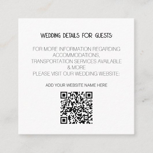 Carte D'accompagnement QR Code noir blanc Mariage moderne détails minimes (Devant)