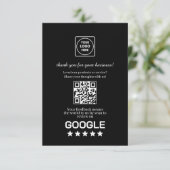 Carte D'accompagnement QR Code Noir | Lien de notation et d'avis Google (Debout devant)