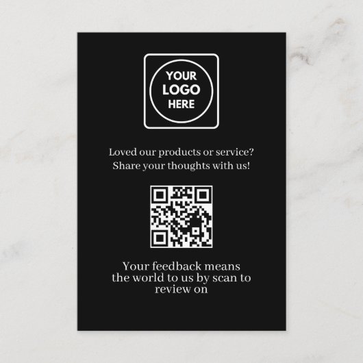 Carte D'accompagnement QR code noir | Lien de retour d'information et d'a (Devant)
