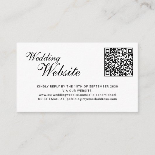 Carte D'accompagnement QR code online RSVP classic script website wedding (Devant)