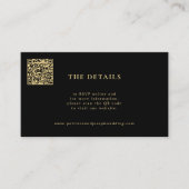 Carte D'accompagnement QR code or noir mariage site web détails invités (Devant)