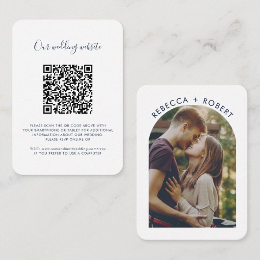 Carte D'accompagnement QR Code Photo Wedding Website RSVP (Devant / Derrière)