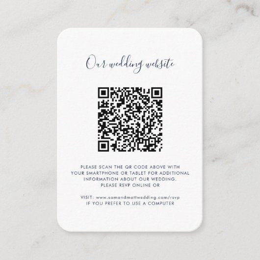 Carte D'accompagnement QR Code Photo Wedding Website RSVP (Devant)