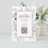 Carte D'accompagnement QR Code Plum Purple Floral Détails du Mariage (Debout devant)