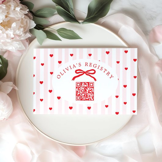 Carte D'accompagnement QR Code Registry Valentines Day Hearts