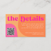 Carte D'accompagnement QR Code retro mariage détails site web RSVP (Devant)
