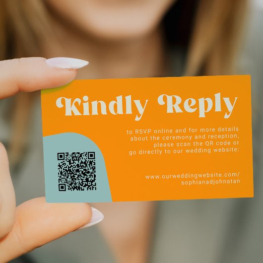 Carte D'accompagnement QR Code retro wedding budget online RSVP
