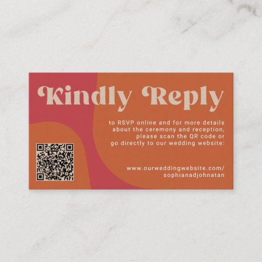 Carte D'accompagnement QR Code retro wedding budget online RSVP (Devant)