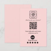 Carte D'accompagnement QR code rose | Lien de notation d'entreprise TripA (Devant / Derrière)
