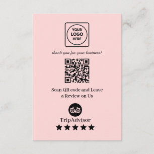 Carte D'accompagnement QR code rose Lien de notation d'entreprise TripA