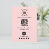 Carte D'accompagnement QR code rose | Lien de notation d'entreprise TripA (Debout devant)