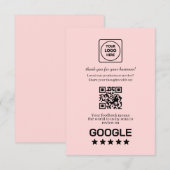 Carte D'accompagnement QR code rose | Lien de notation et d'avis Google (Devant / Derrière)