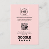 Carte D'accompagnement QR code rose | Lien de notation et d'avis Google (Devant)