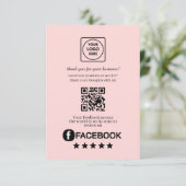 Carte D'accompagnement QR Code Rose | Lien de notation Facebook Business (Debout devant)