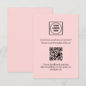 Carte D'accompagnement QR code rose | Lien de retour de client et d'avis (Devant / Derrière)