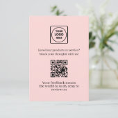 Carte D'accompagnement QR code rose | Lien de retour de client et d'avis (Debout devant)