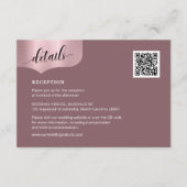 Carte D'accompagnement QR Code Rose métallique Gold Détails Mariage rose (Devant)