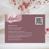 Carte D'accompagnement QR Code Rose métallique Gold Détails Mariage rose