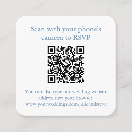 Carte D'accompagnement QR Code Rouge Bleu Bleu Monogramme Site Mariage (Devant)