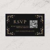Carte D'accompagnement Qr Code RSVP Elegant Déco Gold Black Retro Mariage (Devant)