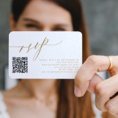 Carte D'accompagnement QR code RSVP moderne or photo mariage site Web
