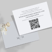 Carte D'accompagnement QR Code RSVP Online Light Blue Gold Eucalyptus