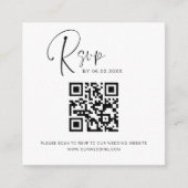 Carte D'accompagnement QR Code RSVP Site Mariage Élégant (Devant)