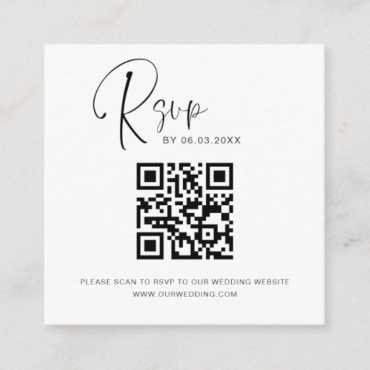 Carte D'accompagnement QR Code RSVP Site Mariage Élégant (Devant)