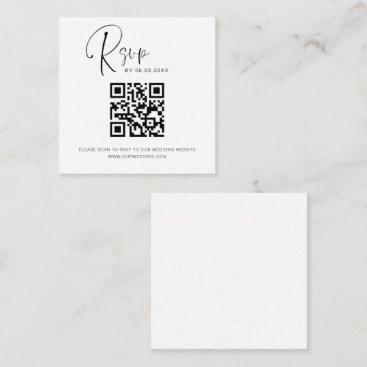 Carte D'accompagnement QR Code RSVP Site Mariage Élégant (Devant / Derrière)