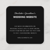Carte D'accompagnement QR Code RSVP Site Web Mariage en ligne Simple Noir (Devant)