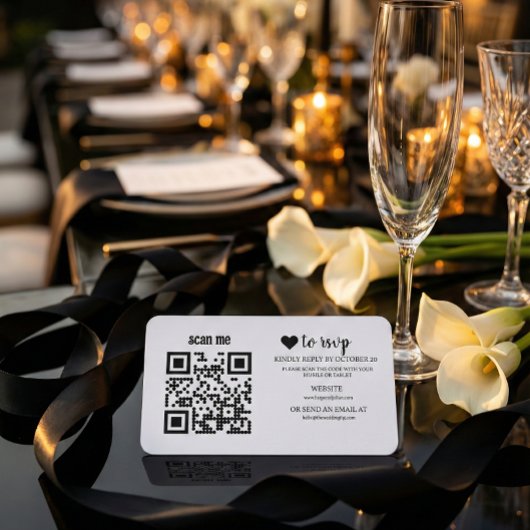 Carte D'accompagnement QR Code RSVP Wedding Website Simple Photo Response