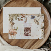 Carte D'accompagnement QR Code Russe Aquarelle Mariage de bois