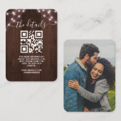 Carte D'accompagnement QR Code Rustic String Lights Mariage Informations (Devant / Derrière)